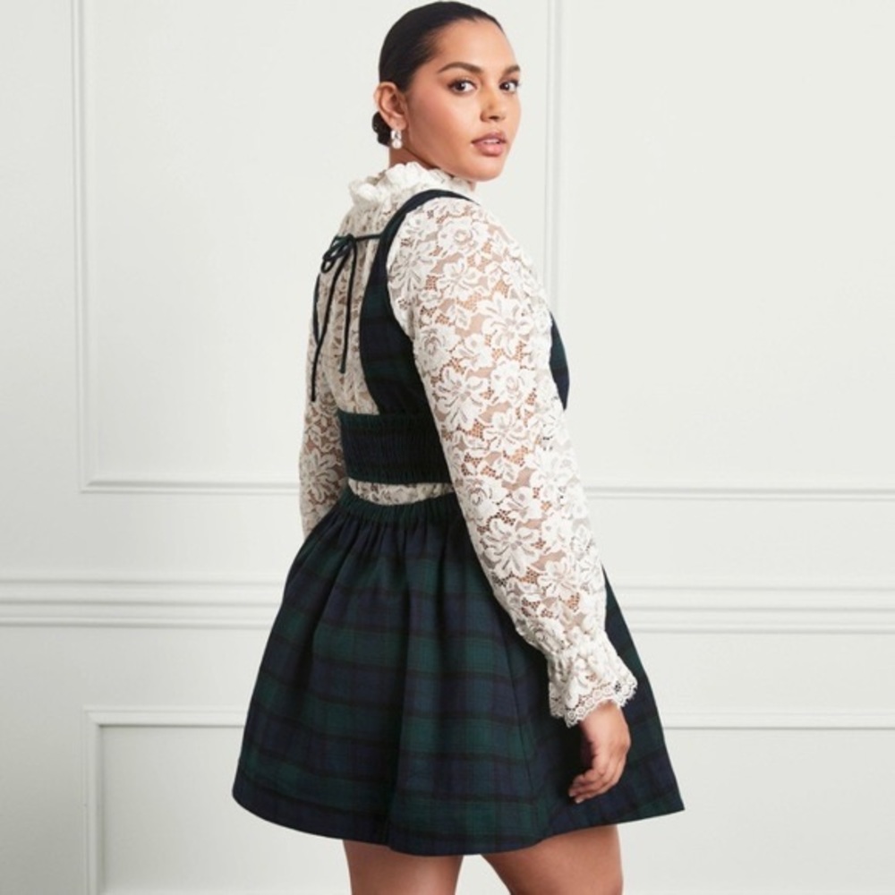 Hill House Green and Black Plaid Mini Dress
